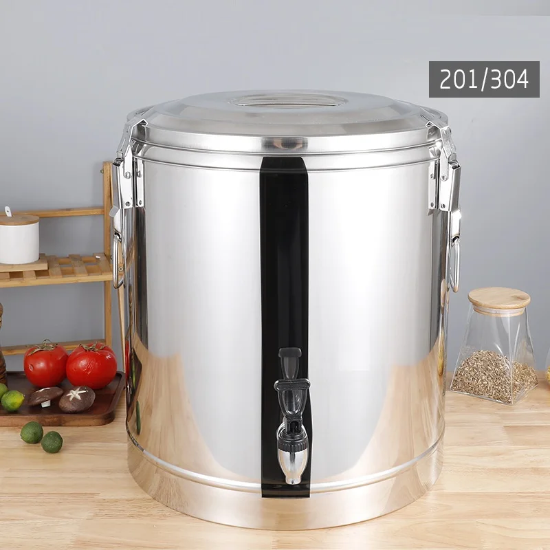 Barril de aislamiento t&eacute;rmico de doble capa, barril de aislamiento t&eacute;rmico de leche de soja para desayuno, de acero inoxidable, 50L-3