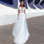 Потрясающее Тюлевое кружевное свадебное платье 2 в 1 с глубоким вырезом и съемной юбкой с короткими рукавами, модное свадебное платье с кристаллами