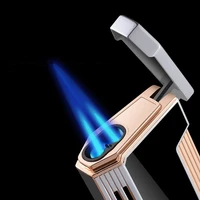 high pressure direct injection double flame gas lighter turbo visible gas window windproof electronic lighters gadgets for men
