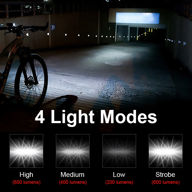 

Bike Light 600LM 2*T6 LED Bicycle Front Lights USB Rechargeable 1500mAh Cycle Headlight 4 Mode Night Riding Head Lamp Flashlight