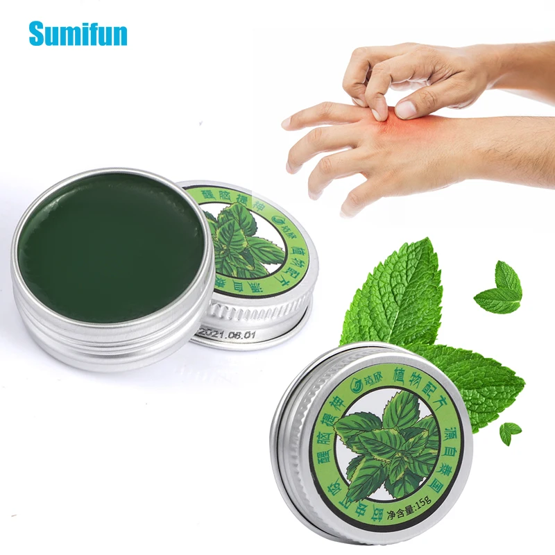 

1/2pcs Mint Cooling Oil Anti Itch Cream Relief Dizziness Headache Herbal Cold Ointment For Mosquito Bites Motion Sickness 15g
