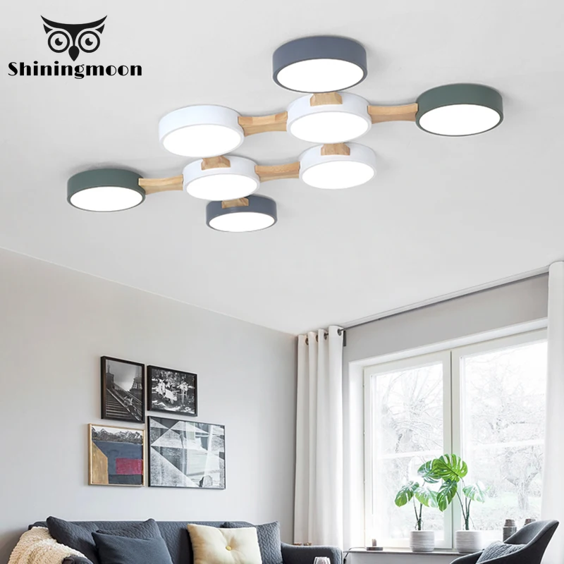 Скандинавский модный светодиодный потолочный светильник 220 В круглый