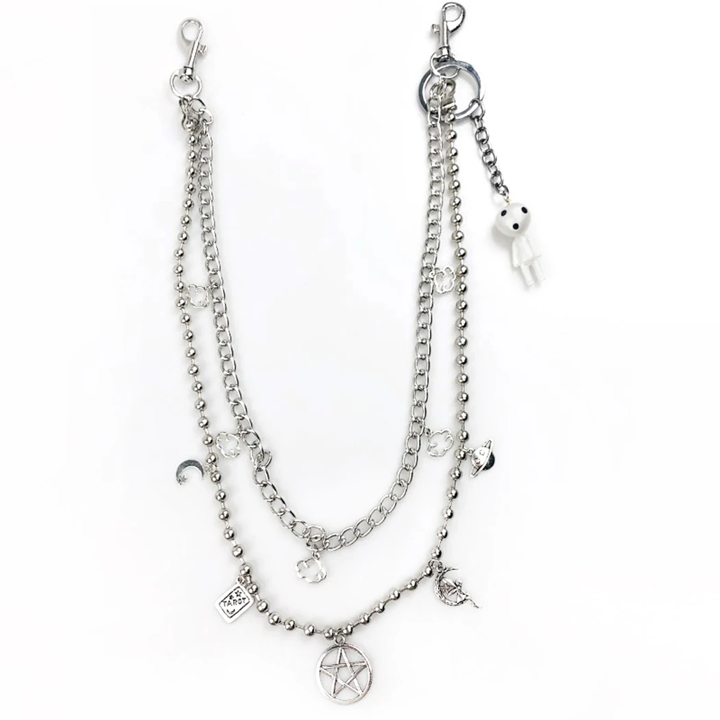 

Punk Metal Pants Waist Chain Double-Layer Hip Hop Street Pant Chain For Unisex Pants Punk Waist Belt Chain On Jeans Jewelry