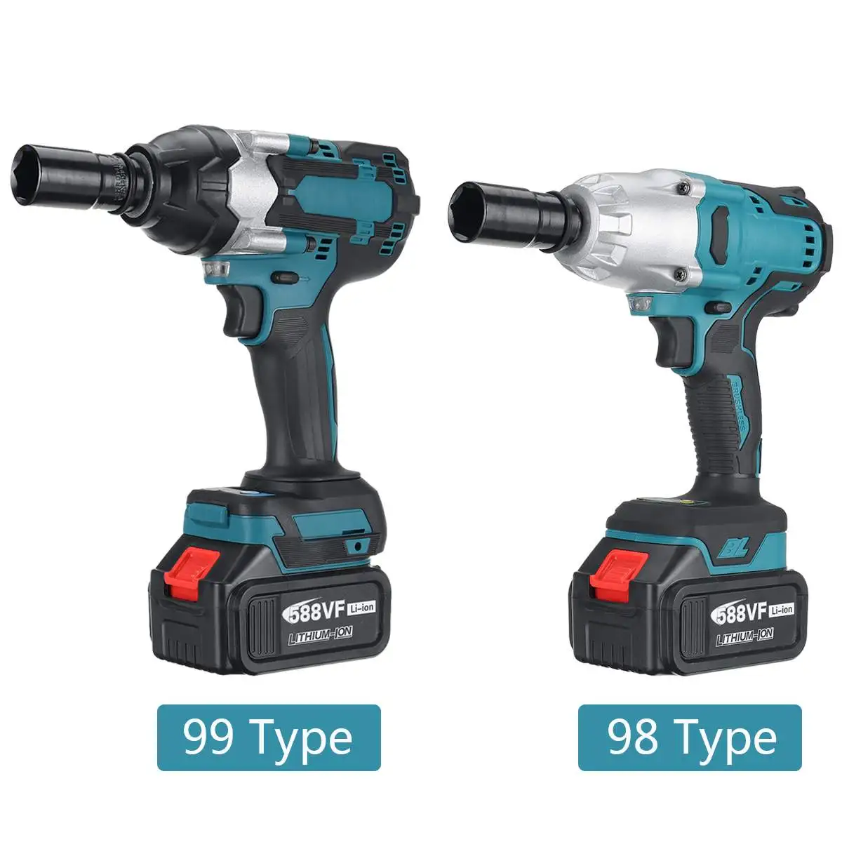 2000N.M Cordless Electric Impact Wrench 1/2 inch Socket Power Tools Car Repair 588Vf Li Battery +LED Adapt to Makita | Инструменты
