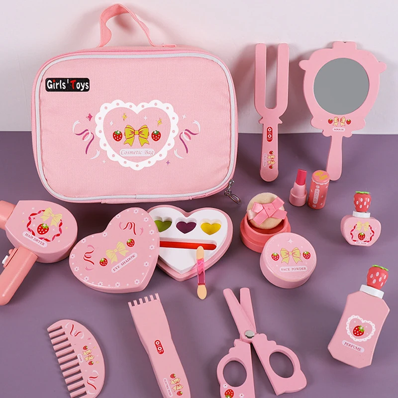 

Детская деревянная игрушка для стрижки волос для девочек, набор для макияжа, красивые деревянные Парикмахерские Игрушки для ролевых игр и р...
