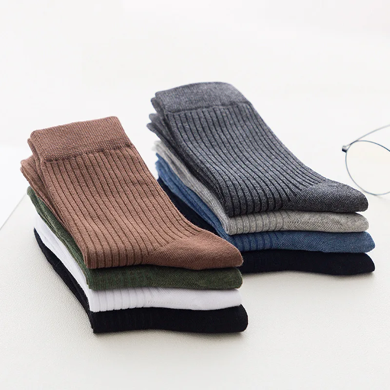

Men's Socks Cotton 5 Pairs Set Harajuku Black Business Men Socks Breathable Winter for Male Basic Socks Korean Japanese Fashion