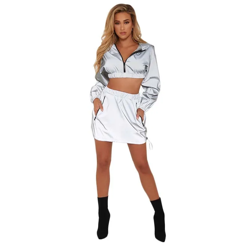 Сексуальный женский комплект Коктейльные Вечерние светоотражающие тянущиеся с