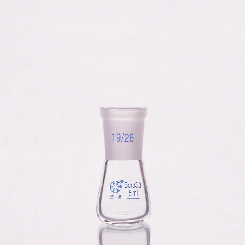 2pcs Conical flask with standard ground-in mouth,Capacity 5ml,joint 19/26,Erlenmeyer flask with standard ground mouth