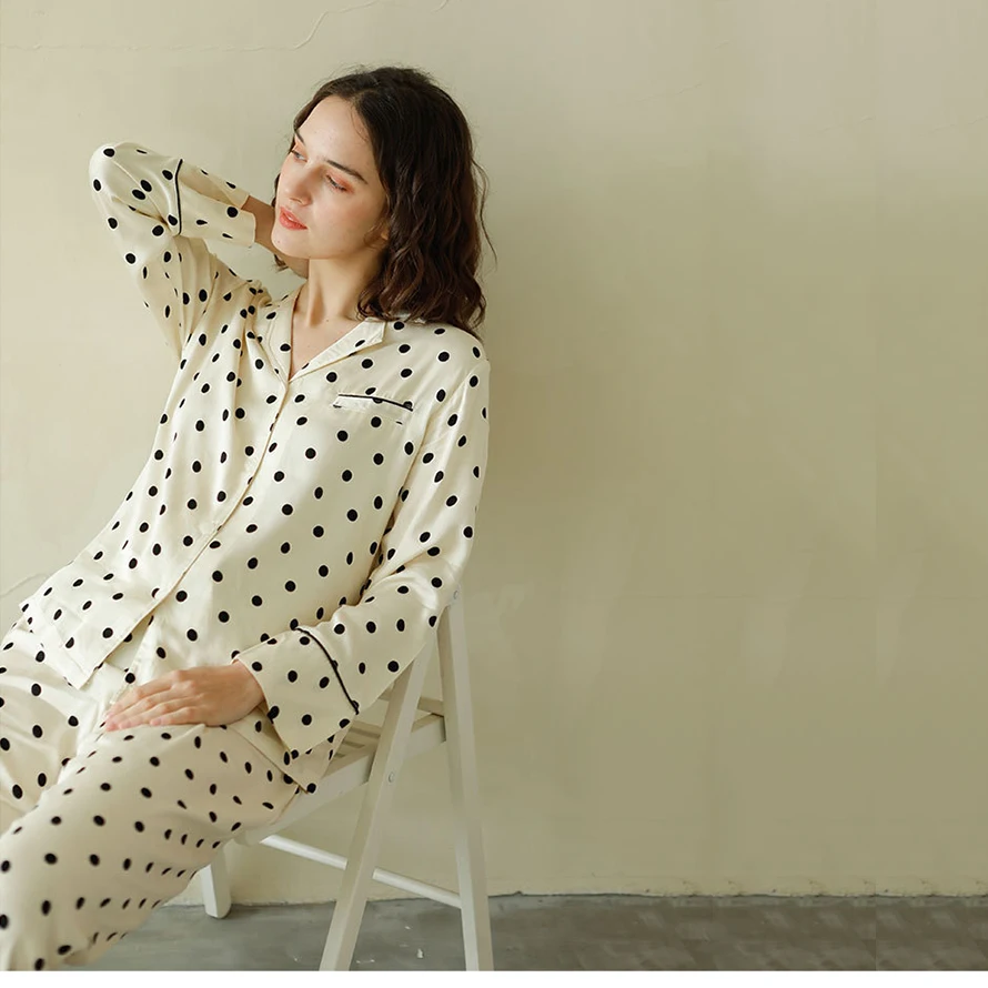 Домашняя одежда большого размера с длинными рукавами имитация шелка карманы