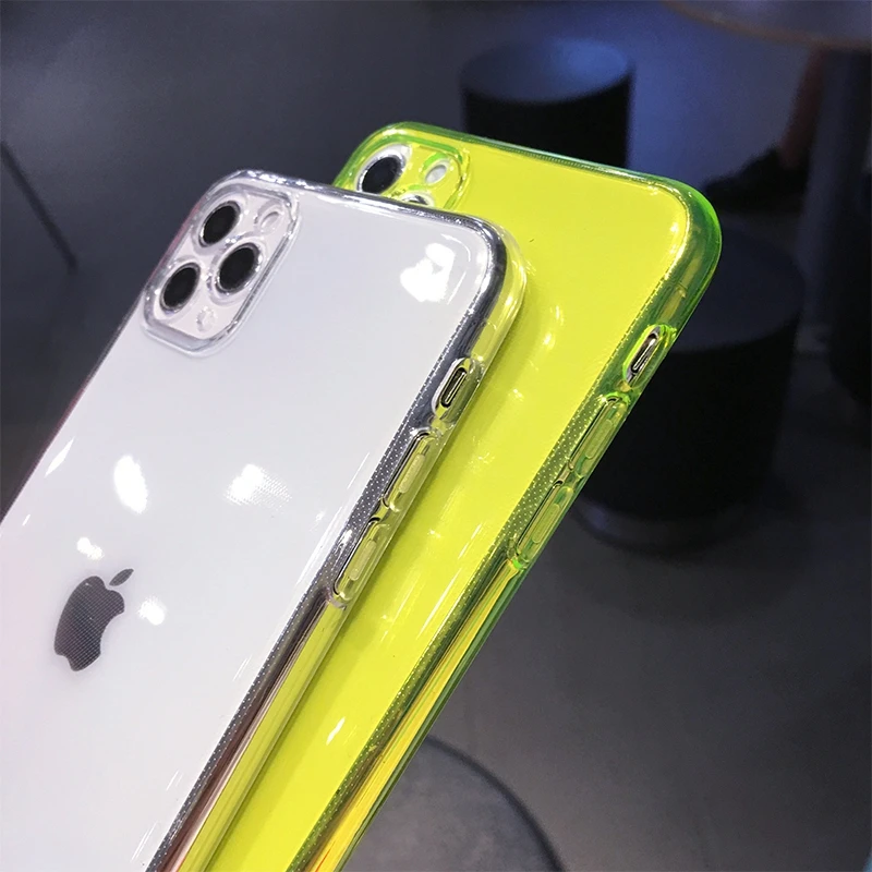 Флуоресцентный неоновый яркий желтый цвет Мягкий Силиконовый ТПУ прозрачный