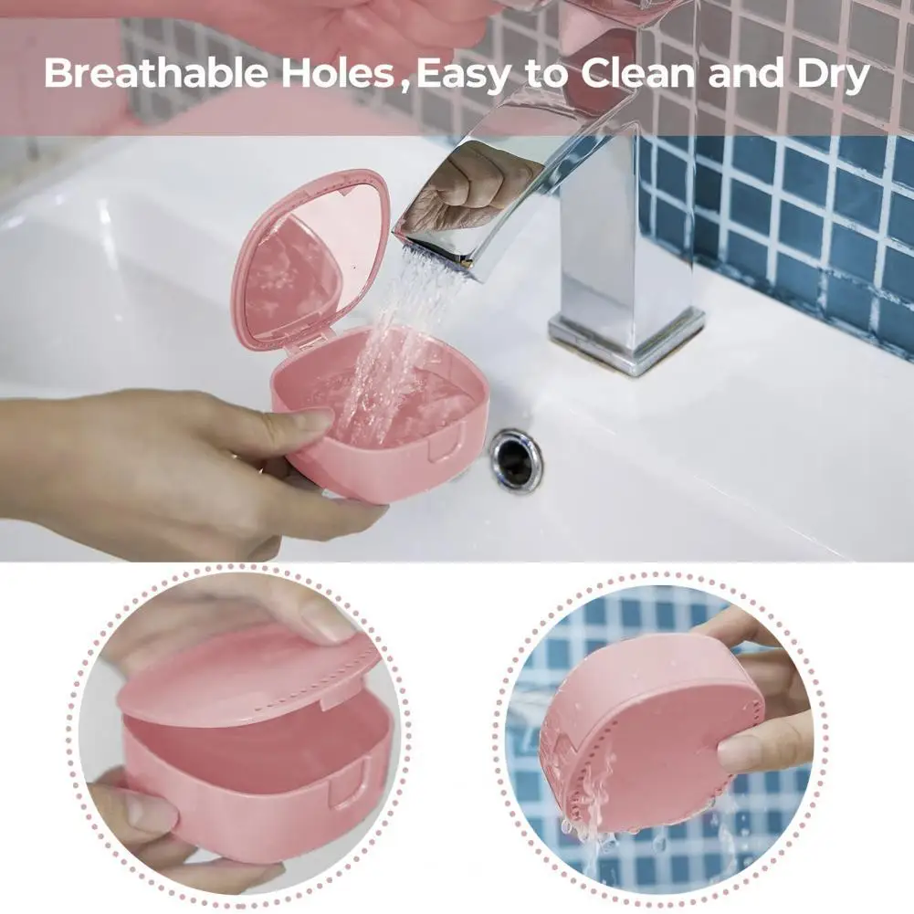 

Orthodontic Retainer Box Good Sealing Breathable with Mirror Retainer Case Dental Mouthguard Case Holder for Adult