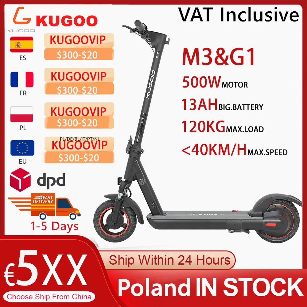 

[EU STOCK] KUGOO KIRIN G1 IPX67 Waterproof 36V 500W 13AH 40KM/H Max Speed Scooter Electric LCD Display NFC Lock