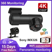 4k 2160p hd car dvr mini 360 panorama dash camera sony imx326 24h parking monitoring wifi night vision dual llens