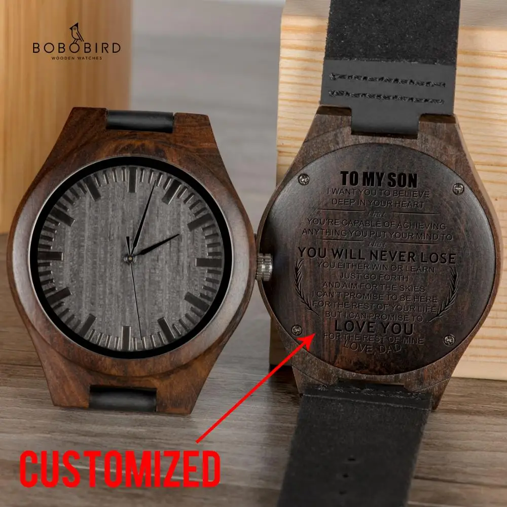 

relogio masculino BOBO BIRD Free Customized Service Wooden Ebony Watches For Men Women Quartz Timepiece Gift Box