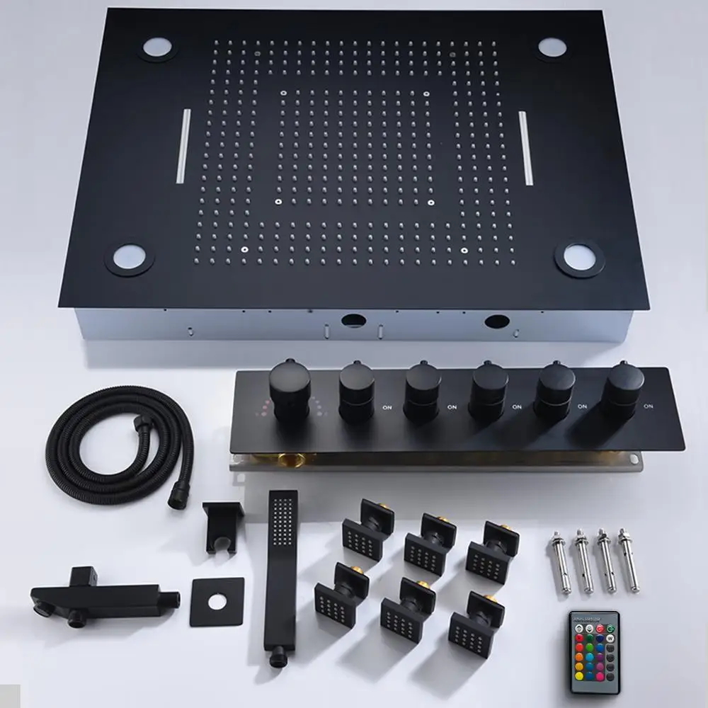 Матовый черный душевой набор для ванной комнаты Термостатические Смесители душа