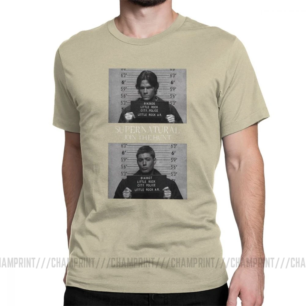 Сверхъестественная футболка Mugshot's Spn Brothers Angel Футболка мужская размера плюс одежда сумасшедшая футболка с круглым вырезом очищенный хлопок - Цвет: Хаки