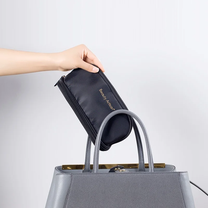 

Women Makeup Bag Portable Cosmetic Brush storage Bag Large Capacity Travel Wash Bag Small Size Black