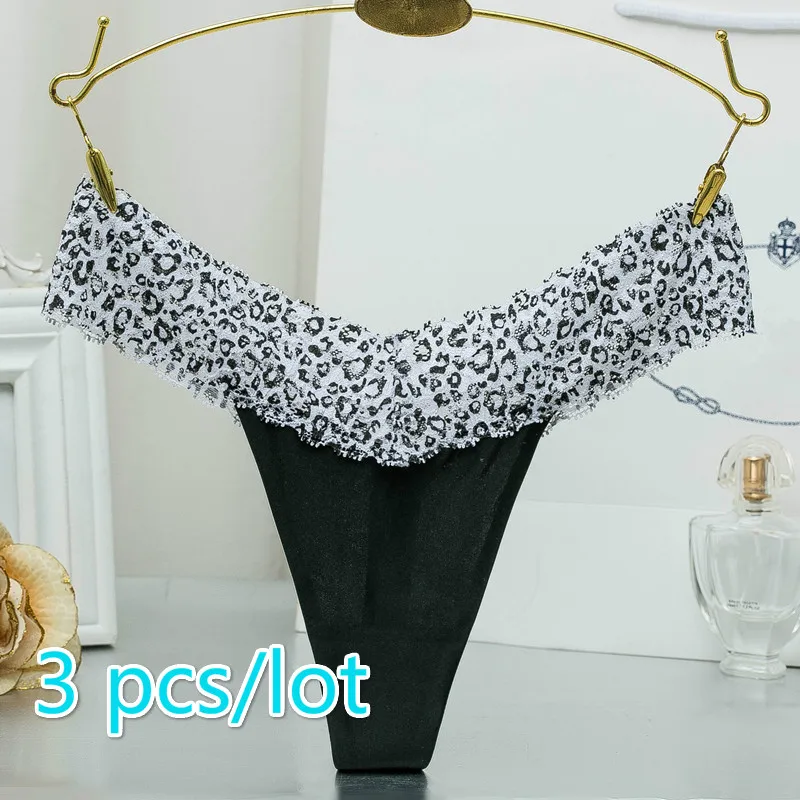 3 шт./лот женские сексуальные стринги из ледяного шелка тонкие кружевные трусики