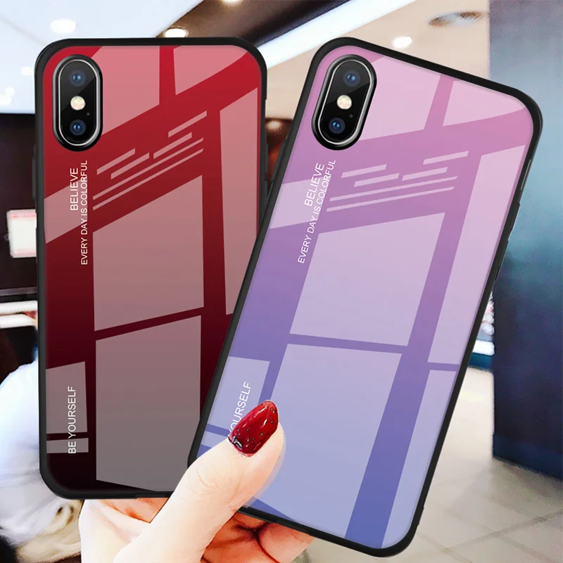 Чехол 9H из закаленного стекла для iphone 7 8 6 6S Plus X XS XR Max|Бамперы| |
