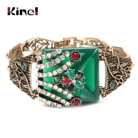 kinel vintage jewelry green big bracelet for women antique gold color colorful resin turkish bracelets bijouterie 2020 new