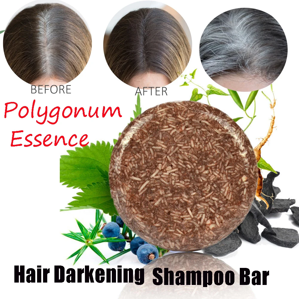 

New Polygonum Essence Hair Darkening Shampoo Bar Soap Natural Organic Mild Formula Hair Shampoo Gray Hair Reverse Hair Cleansing