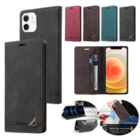 leather wallet phone case for iphone 13 12 pro max 11 xs xr se2020 7 8 plus rfid anti theft brush magnetic protection flip cover