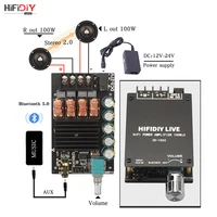 hifidiy live bluetooth 5 0 aux tpa3116 digital power amplifier board 2x 50w 100w speaker stereo audio amp module home music 1002