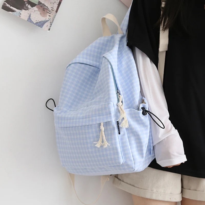 

2021 Pretty Plaid Design Fashionable Girl Backpack Middle School Student Book Bag Leisure Bags Outdoor Daily
