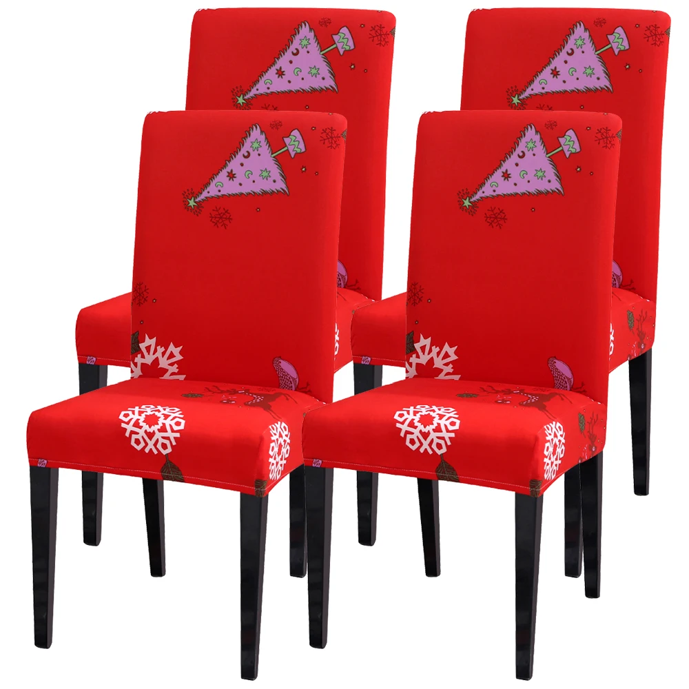 4PCs C 1/4/6 шт Рождество Обеденная чехлы для стульев съемным моющимся стрейч сиденья украшения на Рождество в гостиничных залах торжеств Вечерние - Цвет: 4PCs C