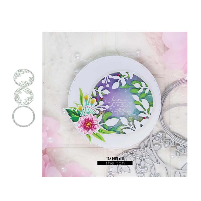 

JC 2021 New Arrival DIY 3pcs Leaves Circle Background Metal Cutting Dies Scrapbooking Handmade Stencil Craft Mold Template Decor