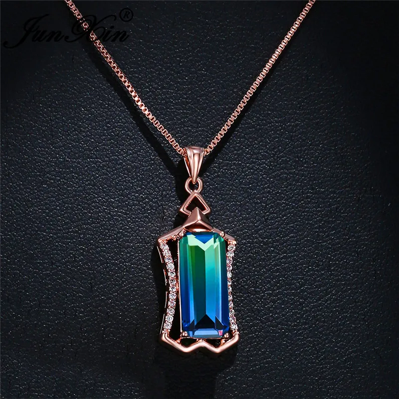 Геометрическая двухцветная синяя зеленая розовая циркониевая прямоугольная