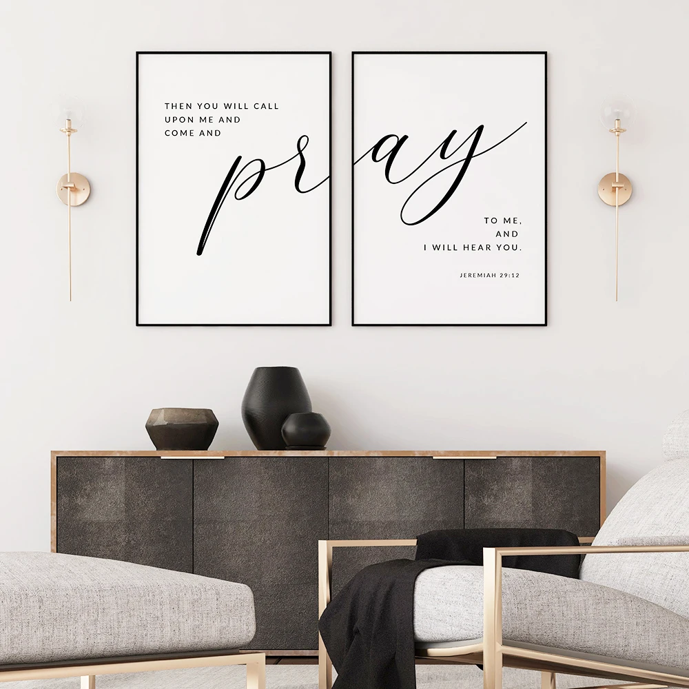 

Bible Verse Jeremiah Pray To Me Painting Canvas Prints Scripture Quotes Nordic Poster Church Bedroom Wall Art Pictures Decor