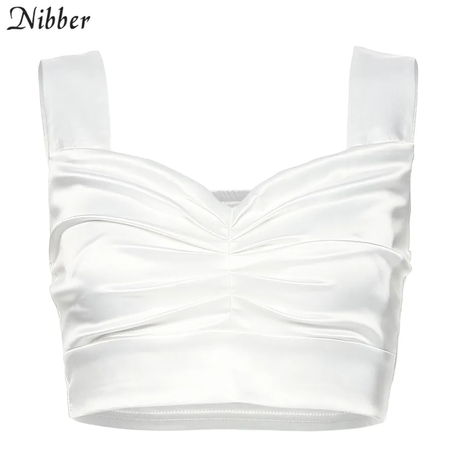 Nibber осень Дикий шифон Белый кроп-Топ женский camisole2019 модные уличные повседневные майки без рукавов с элегантным верхом Топ mujer