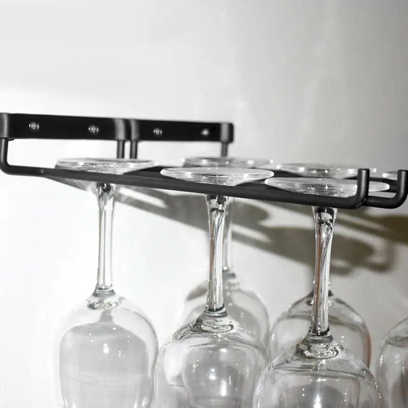 

Single Wall Mounted Type Kitchen Wine Glass Storage Holder Hanger Goblet Shelf Locker Bar Non-Folding Racks 2PCS Cup Holders