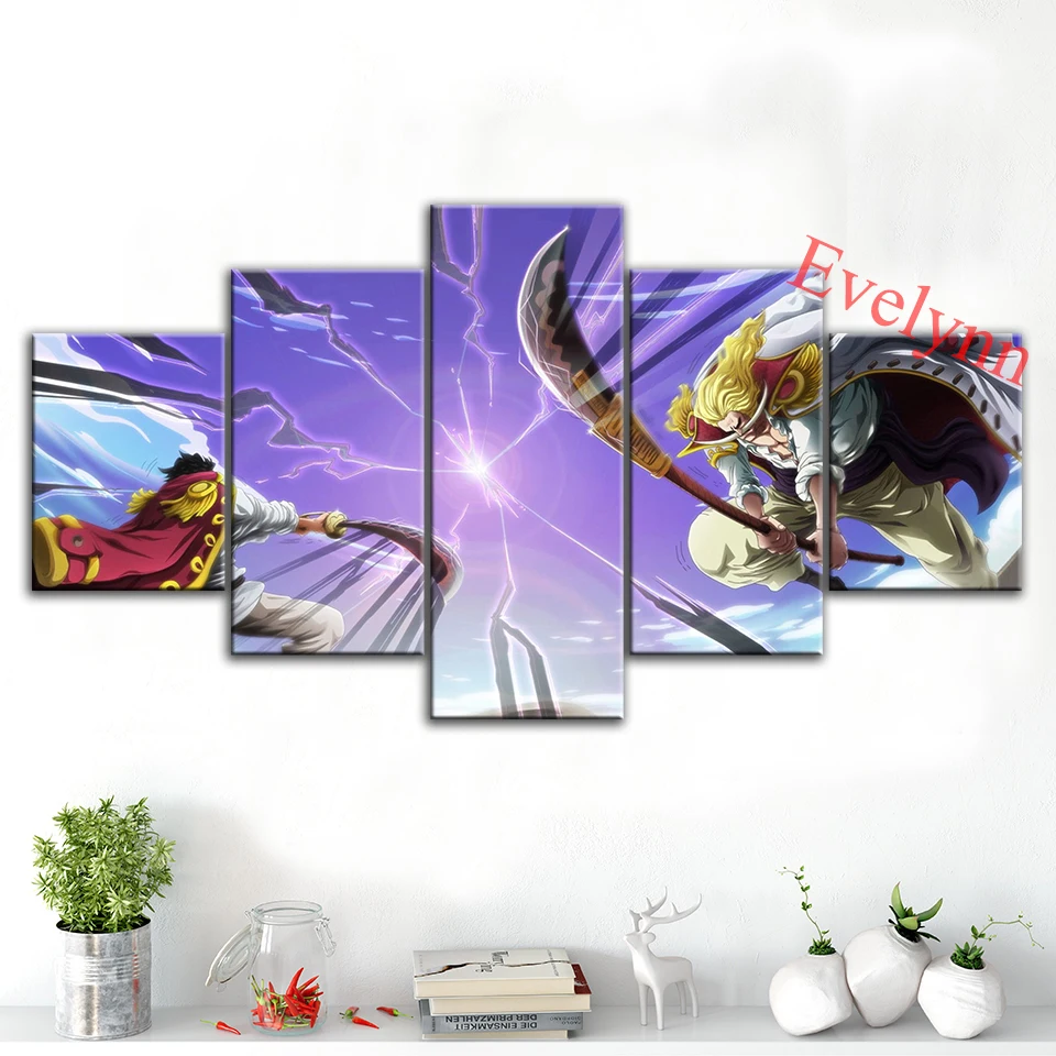 

Anime Poster One piece Edward Newgate 5 Pieces Modern Canvas Wall Art Print Modular Pictures For Living Room Home Decor Painting