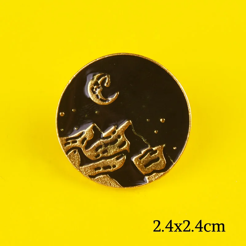 Брошь с эмалью в виде горы леса озер земли путешествий автобуса значок на ткани