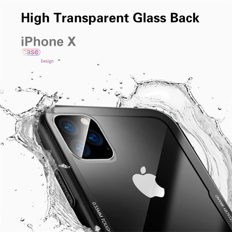 Чехол из закаленного стекла для iPhone 7, 8, 6, 6s Plus, высокое качество, прозрачный мягкий силиконовый стеклянный чехол для iPhone 11 Pro, X, XR, XS, Max, чехол s