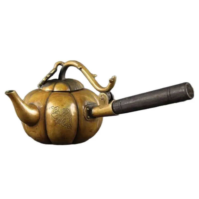 

Chinese antique bronze brass pumpkin shaped pot
