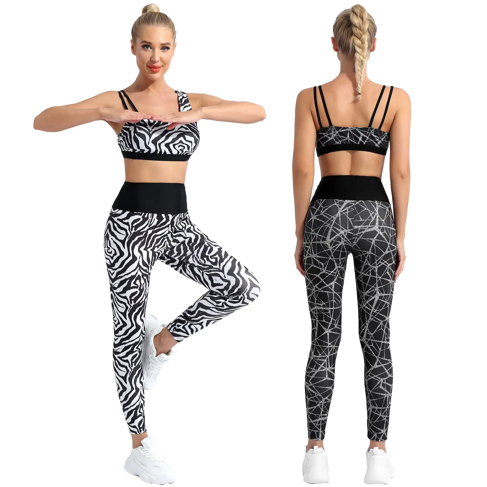 Женский комплект для йоги спортивная одежда тренировок спортзала укороченный