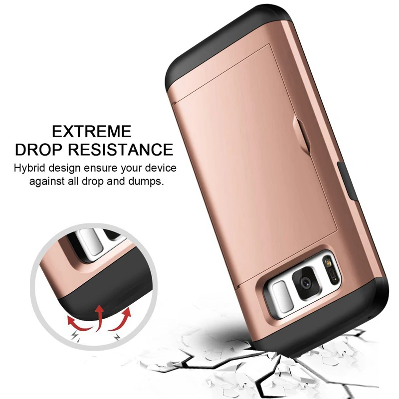 UPaitou Hybrid Armor Case for Samsung Galaxy S8 S7 S6 Edge Plus S5 S4 Wallet Card Holder Bumper Cover |