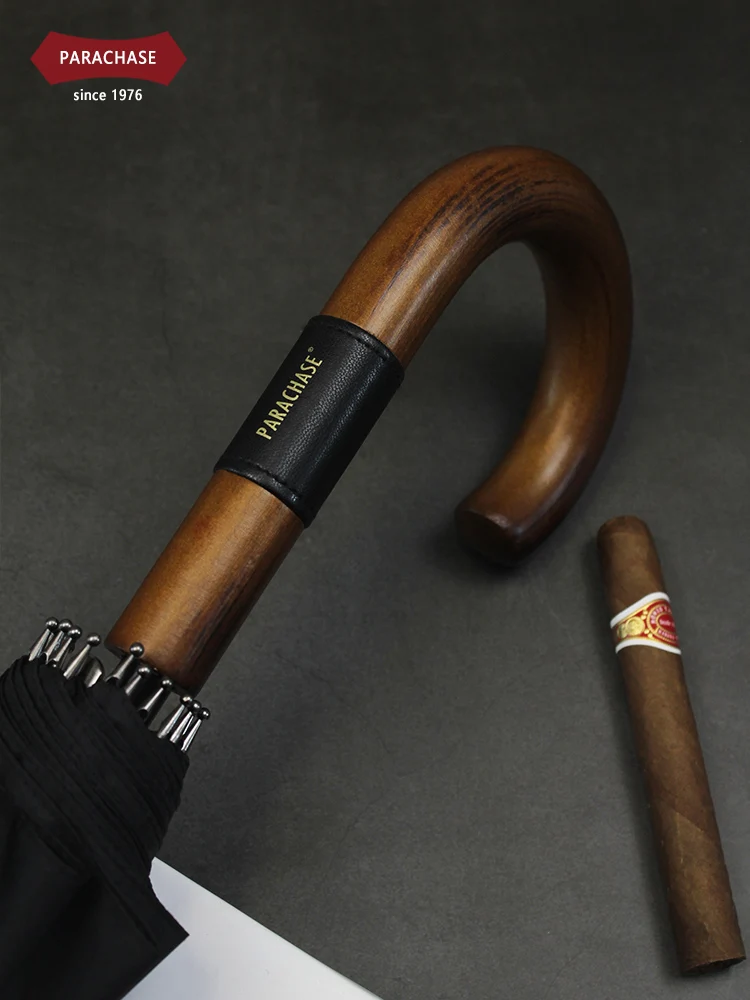 Online Ombrello Antivento Da Lavoro Automatico Tinta Unita Ombrello Giapponese Di Alta Qualità Con Manico Lungo Da Uomo Parapluie Rain Gear DF50YS