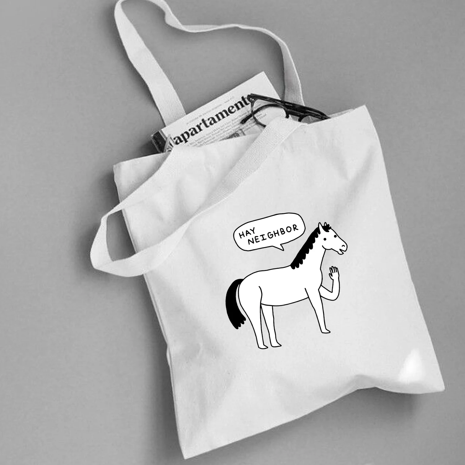 

Многоразовая сумка для покупок с милым мультяшным принтом, женские холщовые сумки-тоуты, простая Экологически чистая сумка с забавным прин...