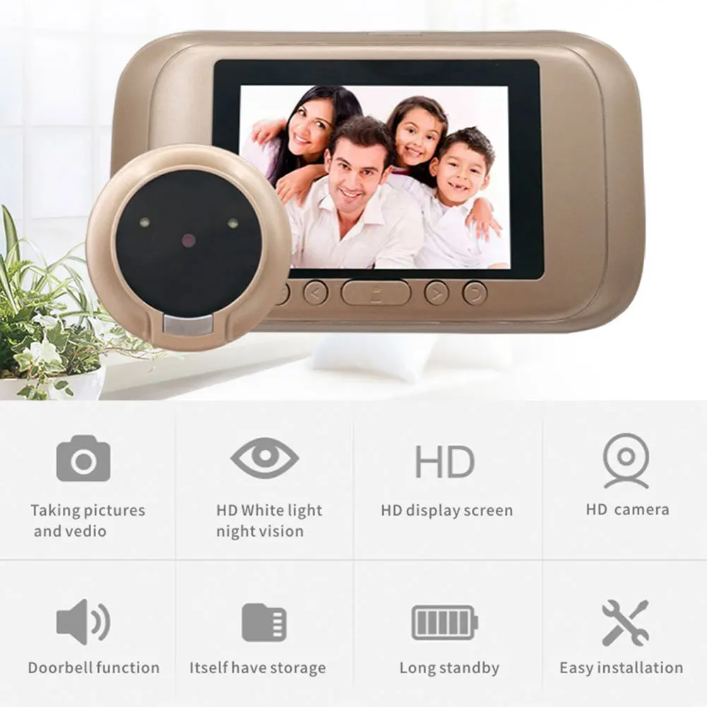 Дверной звонок с цветным ЖК дисплеем 3 5 дюйма сенсорная кнопка широкоугольный