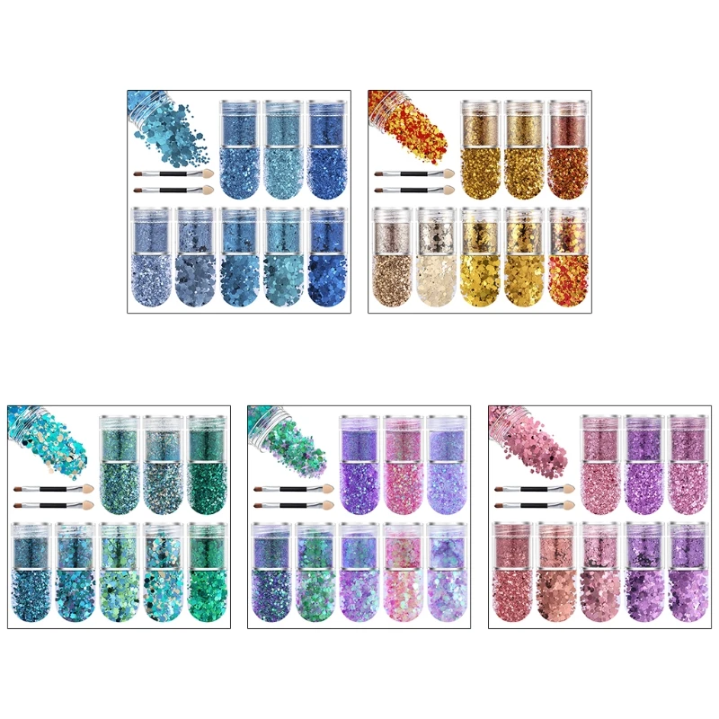 

N0HE 8 видов красочных шестигранных блесток