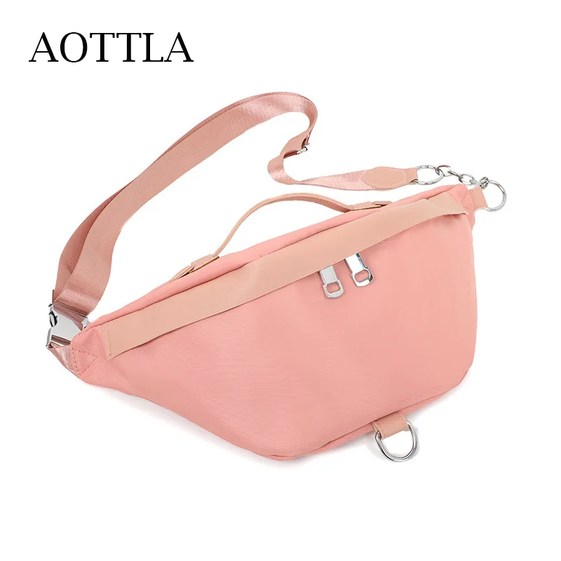 

AOTTLA Женская поясная сумка, однотонная нейлоновая нагрудная сумка, женская брендовая модная сумка через плечо, дорожная сумка для подростко...