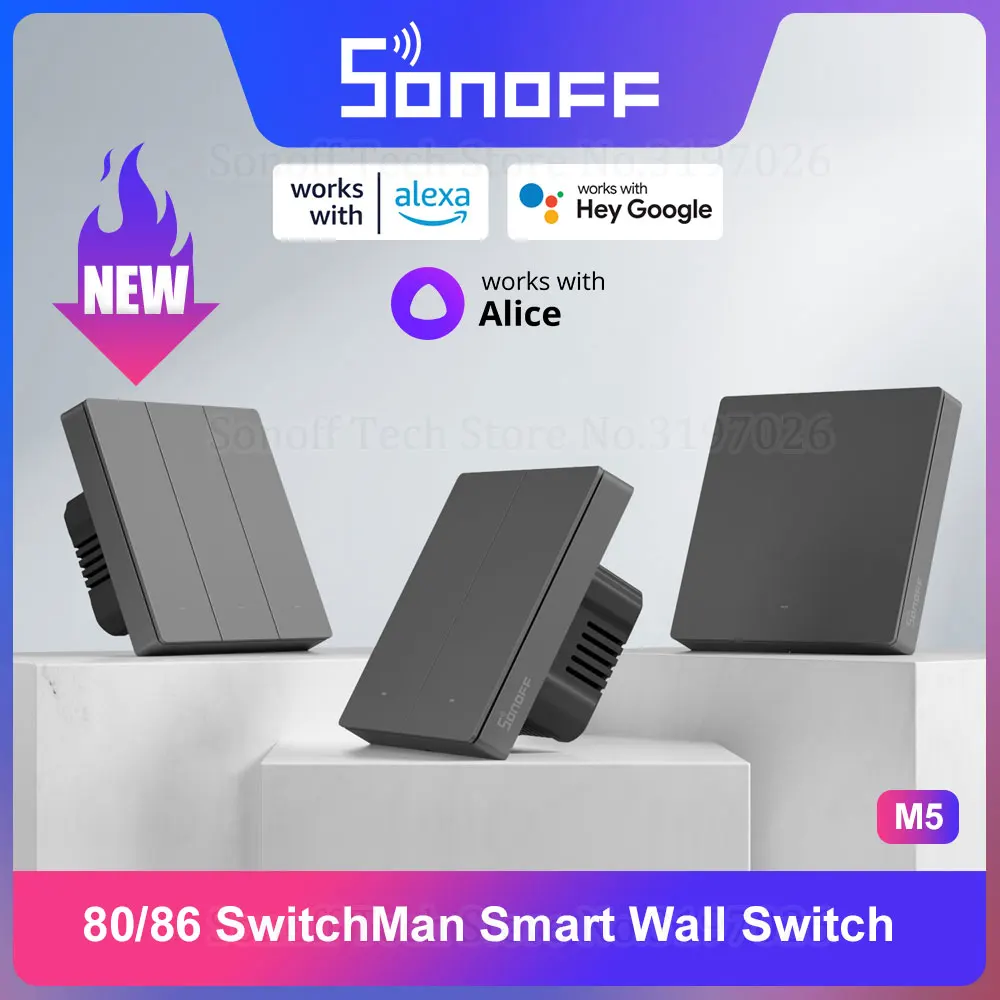 Умный настенный выключатель SONOFF M5 SwitchMan с поддержкой Wi-Fi и управлением через