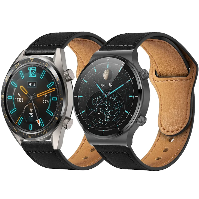 

Ремешок из натуральной кожи для Huawei Watch GT 2 46 мм, браслет для смарт-часов Honor magic 2 46 мм, аксессуары для наручных часов, 22 мм