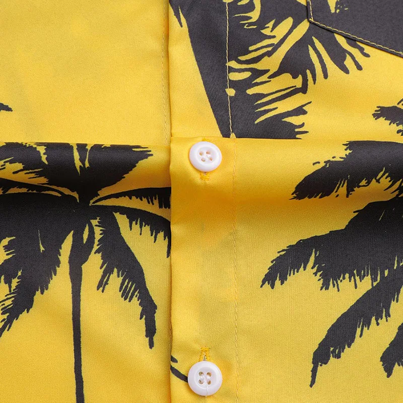 Мужская Тонкая рубашка с коротким рукавом и принтом кокоса|Повседневные рубашки|