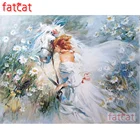 Картина из страз с изображением девушки и лошади FATCAT, 5d, квадратная круглая вышивка, распродажа, украшение для стен AE3077