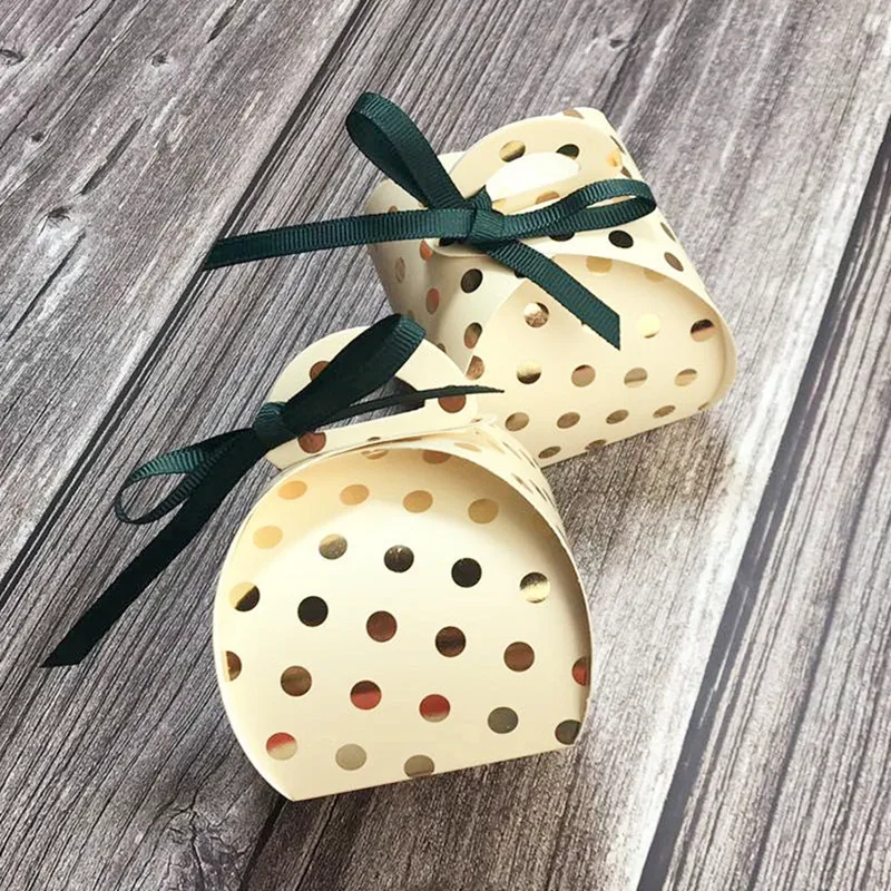 100 шт. милые коробки для конфет в горошек бронзированные коробка шоколада
